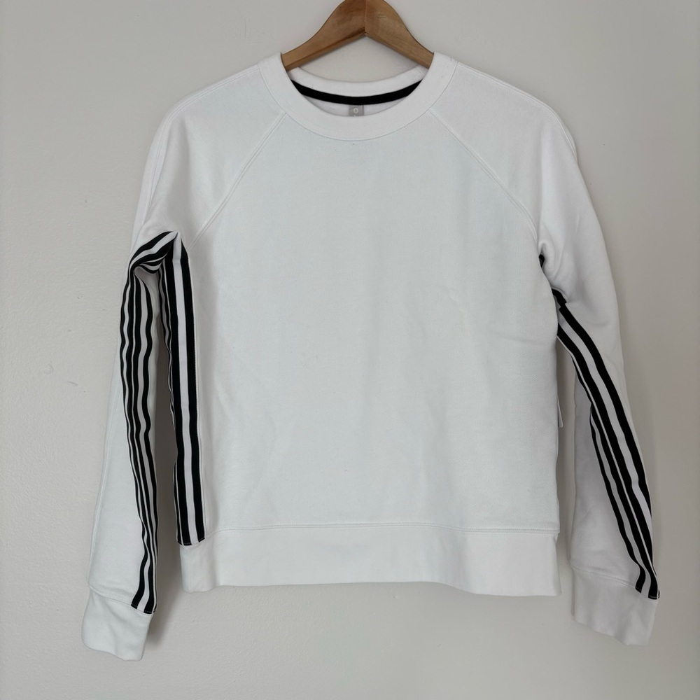 NWT Athleta 24/7 Striped Sweatshirt white black size xs